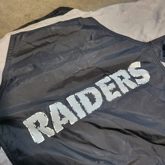 Raiders Jacket Mens Large Black Pullover Wind Breaker Apex One Vintage NFL - Picture 5 of 8